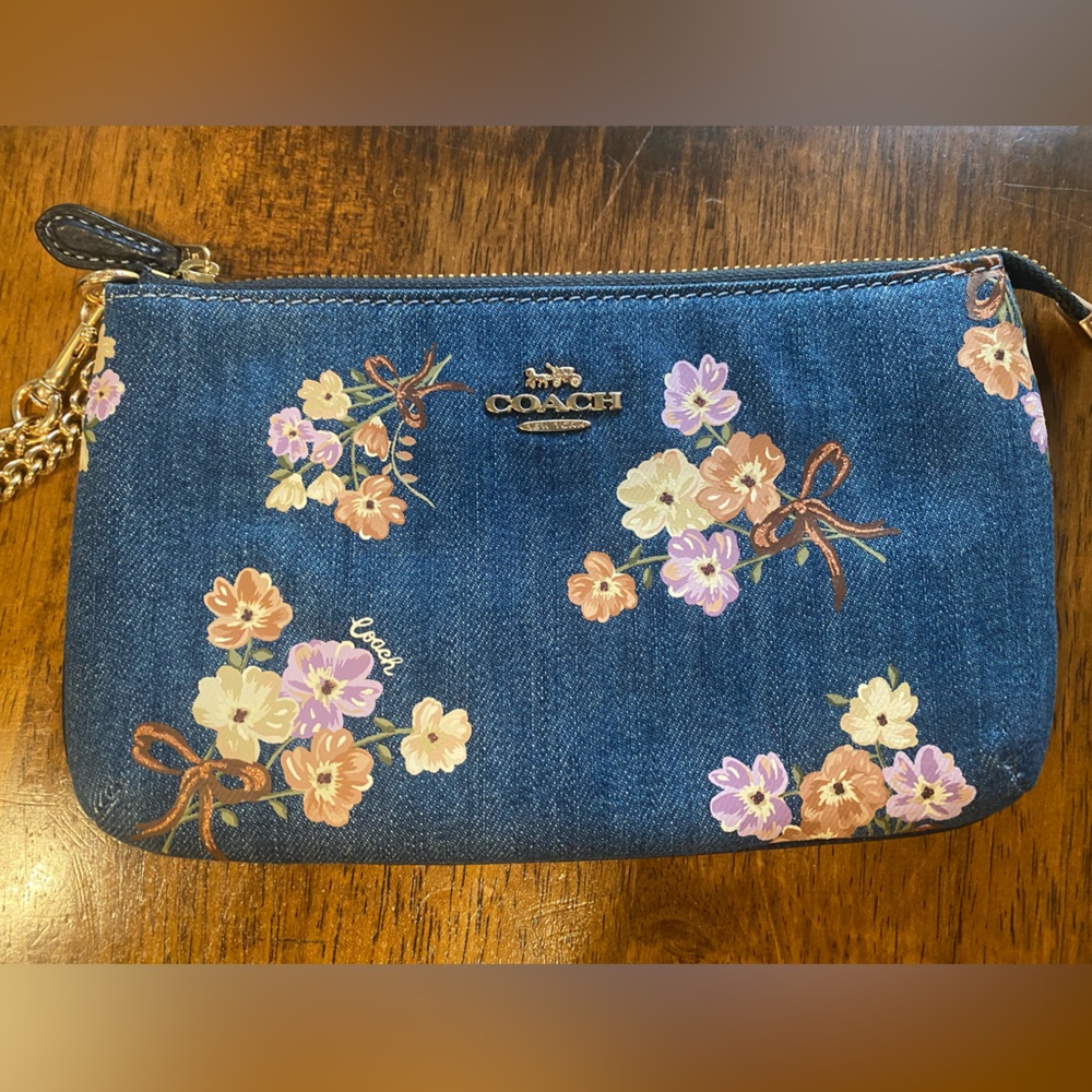 Coach Blue Floral Wristlet